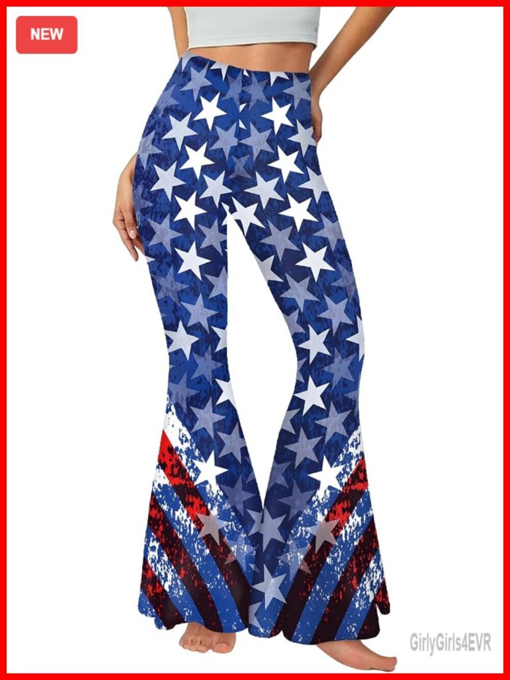 Patriotic Bell Bottom Pants High Rise Flare Leggings